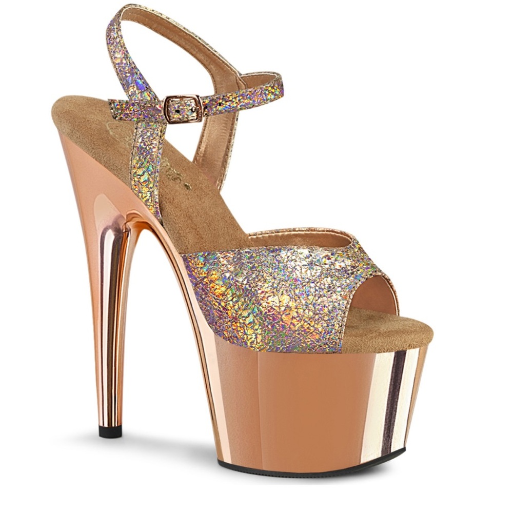 Holographic rose gold Platform Heels